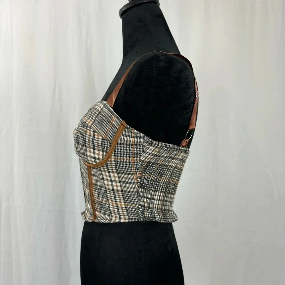 NWT Fabonics Plaid Corset Adjustable Cami Top Sz Small - Picture 3 of 6